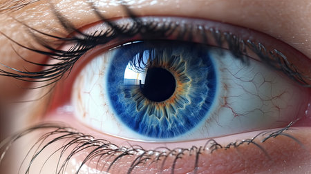 A human blue eye realistic beautiful. Eye. Generative Aiの素材