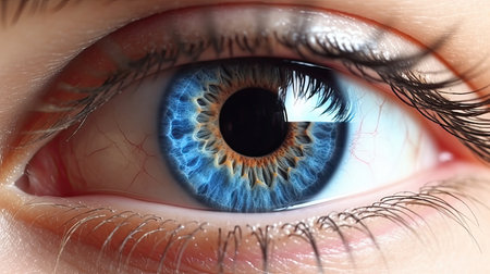 A human blue eye realistic beautiful. Eye. Generative Aiの素材