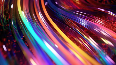 Colored electric cables and led. Optical fiber, background for technology image and new business trends created. Generative Aiの素材