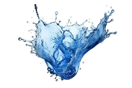 Ai. Blue water splash isolated on white background. Generative AI.の素材