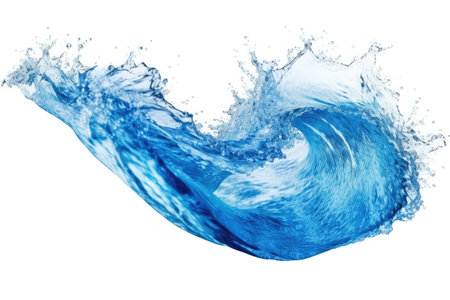 Ai. Blue water wave isolated on white background. Generative AI.の素材
