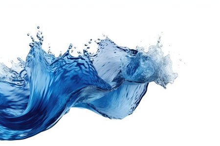 Ai. Blue water wave isolated on white background. Generative AI.の素材