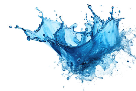 Ai. Blue water splash isolated on white background. Generative AI.の素材