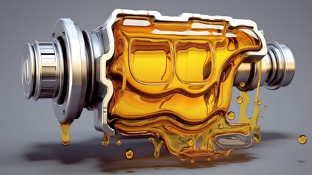 Oil wave splashing in Car engine with lubricant oil. Concept of lubricate motor oil and Gears. Generative AIの素材