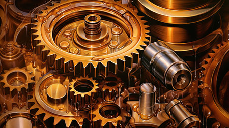 Oil wave splashing in Car engine with lubricant oil. Concept of lubricate motor oil and Gears. Generative AIの素材