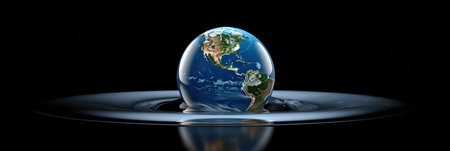 Ai. Earth in big water drop. idea to save the world. Generative AI.の素材
