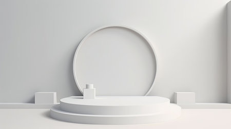 Clean white minimal podium for product presentation. Generative Ai.の素材