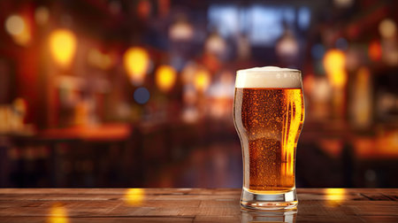 Glass of fresh and cold beer on brewery background. Generative AIの素材