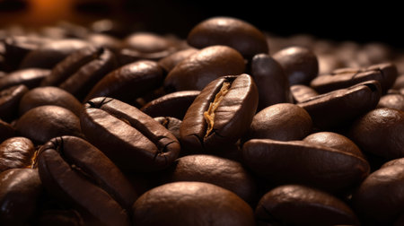 Close-up of Coffee beans. Generative aiの素材