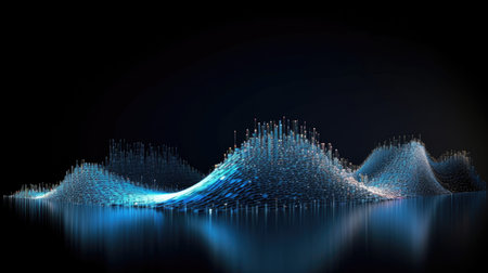 Ai. Digital technology. Big data. Wave. Copyspace for your text. Generative aiの素材