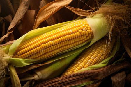 Corn cob in corn field. Generative Aiの素材