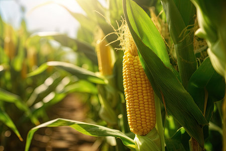 Foto de Corn cob in corn field. Generative Ai - Imagen libre de derechos