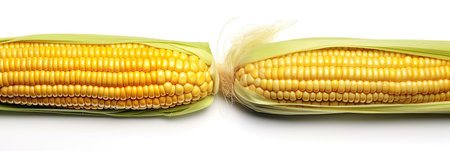 Fresh sweetcorn isolated on white background. Generative Aiの素材