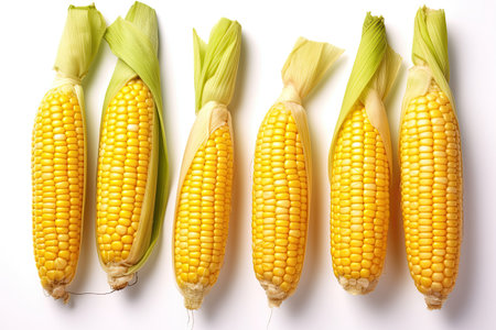 Fresh sweetcorn isolated on white background. Generative Aiの素材
