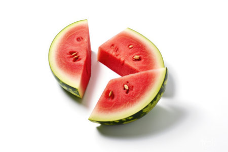 Watermelon and sliced watermelon isolated on white background. Generative Aiの素材