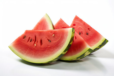 Watermelon and sliced watermelon isolated on white background. Generative Aiの素材
