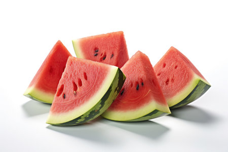 Watermelon and sliced watermelon isolated on white background. Generative Aiの素材