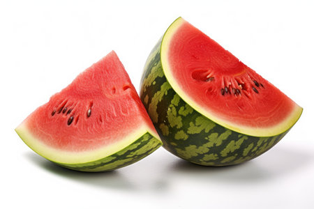 Watermelon and sliced watermelon isolated on white background. Generative Aiの素材