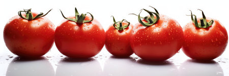 Set of Fresh Red Tomatos with water droplets isolated on white background. Generative Aiの素材