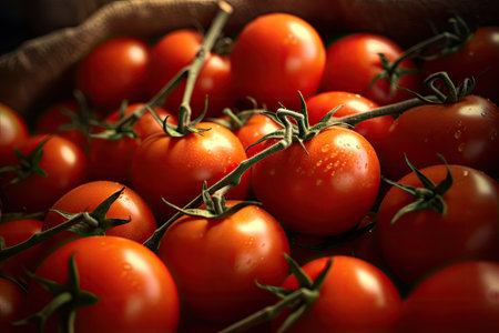 Tomatoes, Organic red tomatoes in market. Generative Aiの素材