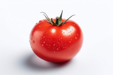 Fresh tomato with water droplets isolated on white background. Generative Aiの素材
