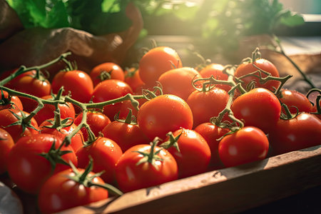 Tomatoes, Organic red tomatoes in market. Generative Aiの素材