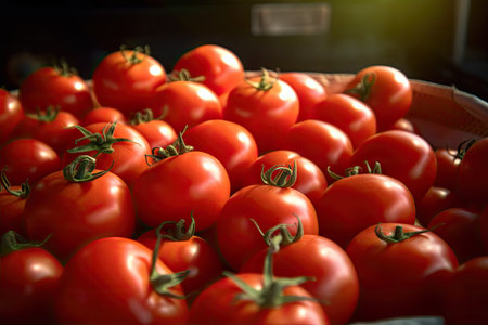 Tomatoes, Organic red tomatoes in market. Generative Aiの素材
