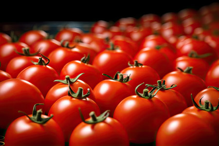 Tomatoes, Organic red tomatoes in market. Generative Aiの素材
