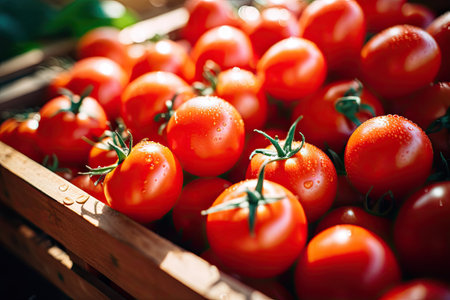 Tomatoes, Organic red tomatoes in market. Generative Aiの素材
