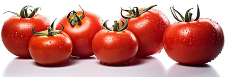 Set of Fresh Red Tomatos with water droplets isolated on white background. Generative Aiの素材