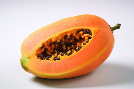 Papaya, sliced papaya isolated on white background. Generative Aiの素材