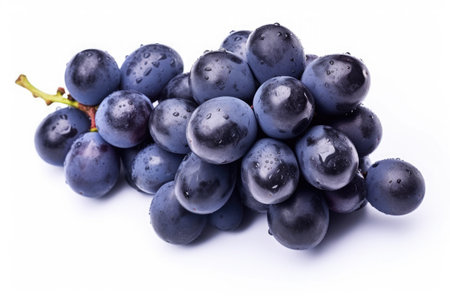 Dark blue grapes isolated on white background. Generative Aiの素材