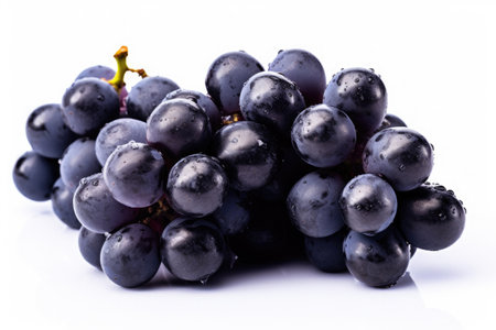 Dark blue grapes isolated on white background. Generative Aiの素材