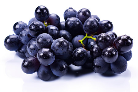 Dark blue grapes isolated on white background. Generative Aiの素材