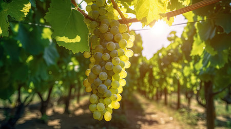 Agriculture, grapes are growing in the fields. Generative Aiの素材