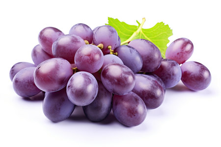 Fresh grapes with leaves isolated on white background. Generative Aiの素材