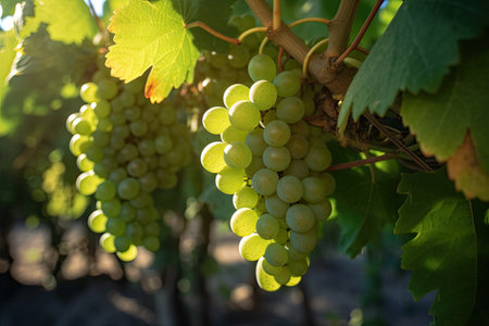 Agriculture, grapes are growing in the fields. Generative Aiの素材