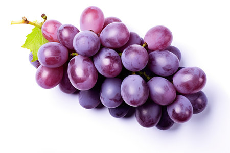Fresh grapes with leaves isolated on white background. Generative Aiの素材