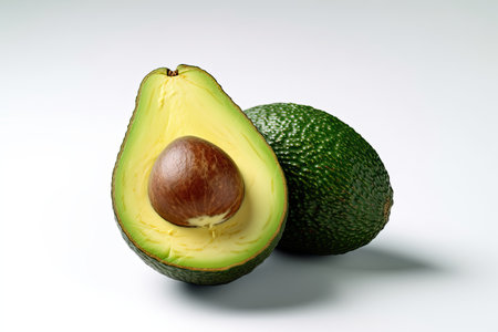 Avocado and sliced Avocado isolated on white background. Generative Aiの素材