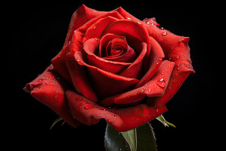 Red rose isolated on black background. Genaretive Aiの素材
