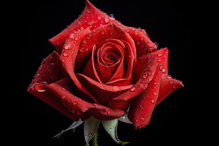 Red rose isolated on black background. Genaretive Aiの素材