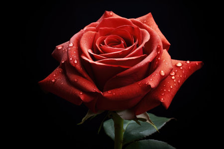 Red rose isolated on black background. Genaretive Aiの素材