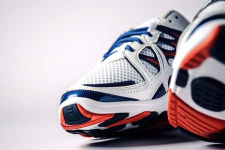 Sports shoes on white background. Generative AIの素材