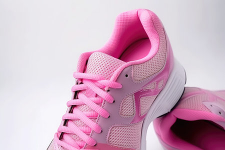 Pink sports shoes on white background. Generative AIの素材