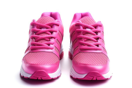 Pink sports shoes on white background. Generative AIの素材