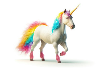 Cartoon, Cute magical unicorn and raibow. Generative Aiの素材