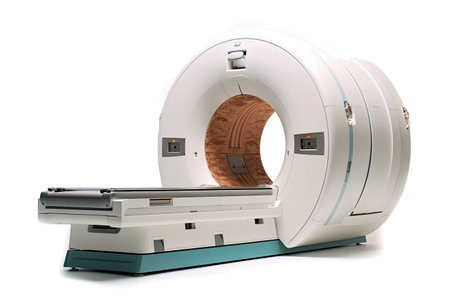 CT Scan, X-ray Computed Medical and Science Equipment isolated on white background. Generative aiの素材