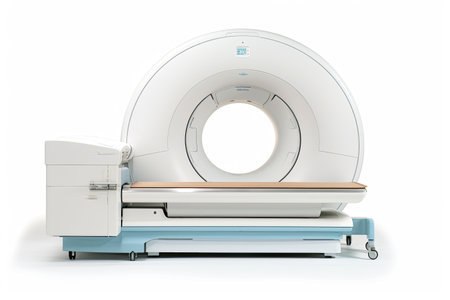 CT Scan, X-ray Computed Medical and Science Equipment isolated on white background. Generative aiの素材