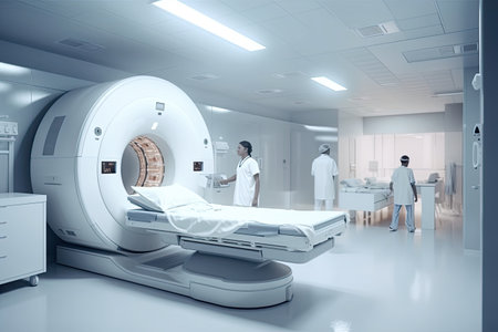CT Scan, Medical CT or MRI Scan with a patient in the modern hospital laboratory. Generative aiの素材