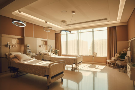A modern luxury hospital room, Interior of Modern Hospital Room, Generative aiの素材
